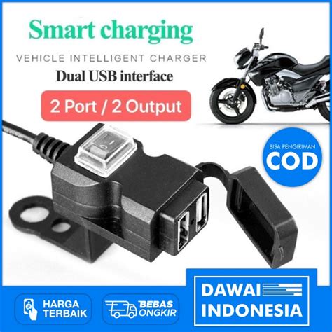 Jual Charger Motor USB 2 Port 2 1A Waterproof Casan HP Stang Anti Air