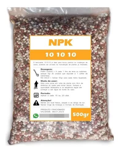 Fertilizante Npk 10 10 10 Plantas Adubação Floração 500gr