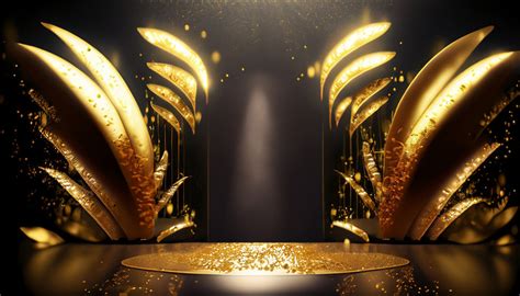 Luxurious Gold Leaf Black Background Stage Backgrounds Free