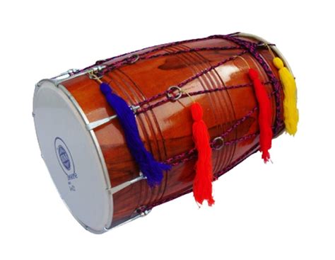 Brown Wooden Punjabi Bhangra Dhol Drum Mango Wood Natural Barrel Shaped