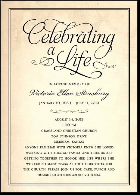 Memorial Service Invitations Templates