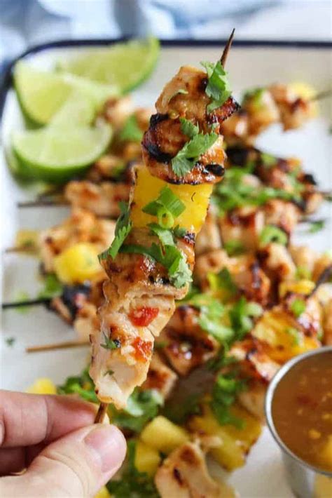 Sweet Chili Grilled Chicken And Pineapple Skewers House Of Yumm