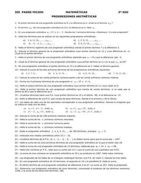 Progresiones Aritm Ticas