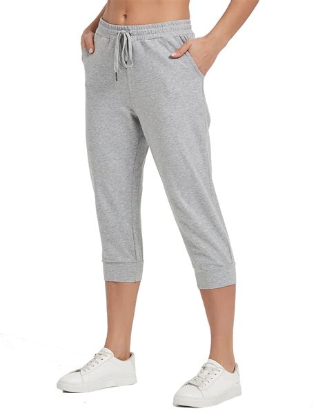 Stelle Womens Cotton Capri Joggers Pants With Side Pockets Workout