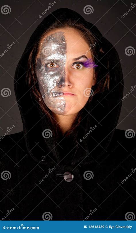 Two Faced Witch Looking To The Camera Royalty Free Stock Images Image