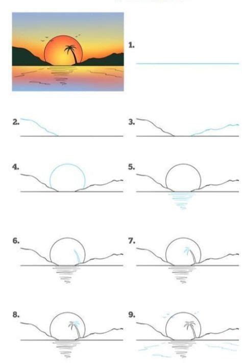 How to Draw a Sunset -Really Easy Drawing Tutorial | Drawing tutorial ...