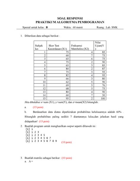 Algoritma Pemrograman Soal Responsi SOAL RESPONSI PRAKTIKUM