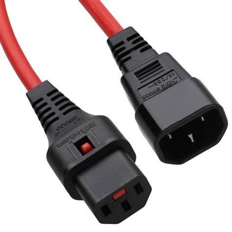 Locking Iec C13 To C14 Kettle Extension Lead 10a Mains Power Cable Black 2m