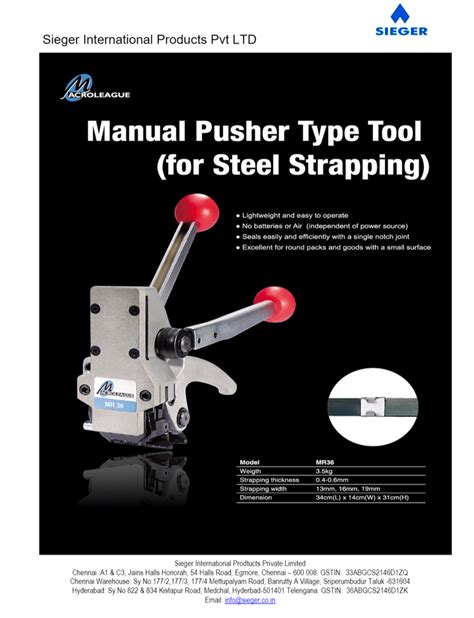 Manual Pusher Steel Strapping Tools For Industrial Model Name Number