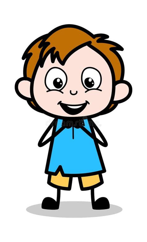 Very Happy School Boy Cartoon Character Vector Illustration Stock