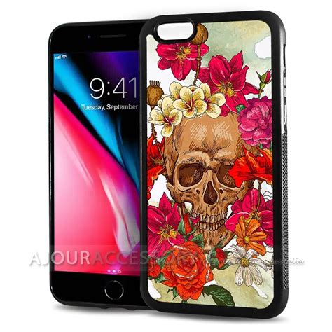 For Iphone 8 Plus Back Case Cover Aj10377 Sugar Skull Flower Ebay