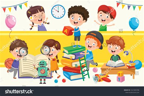 Little School Children Studying Learning Stock Vector (Royalty Free ...