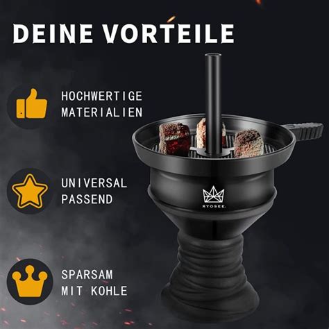 Ryosee Shisha Steinkopf Set Schwarz Ice Cube Shisha