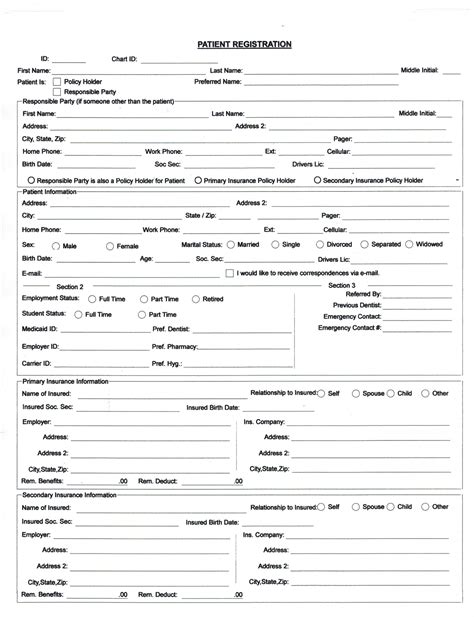 Printable Dental Patient Registration Form Template Printable Word