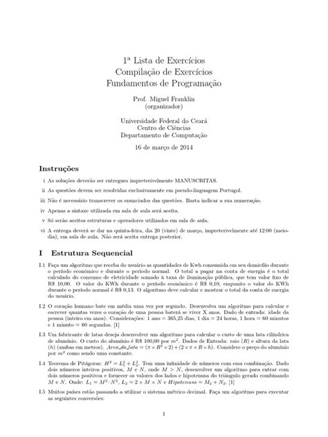 PDF Exercicios FuP Lista 1 2014 Pdf DOKUMEN TIPS