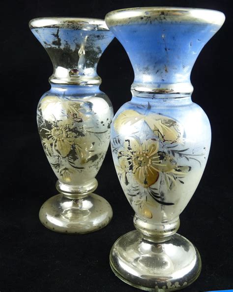 Pair Of Victorian Mercury Glass Vases Mercury Glass Vase Mercury Glass Glass Vase