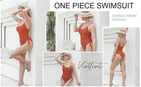 Viottiset Women S Ruched High Cut One Piece Swimsuit Tummy Control Monokini Bikini At Amazon