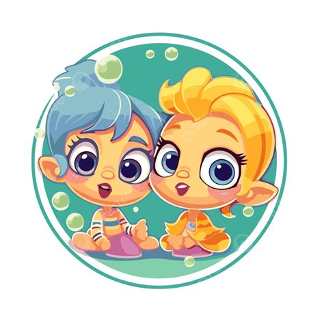 Two Cartoon Characters Clipart Vector Cartoon Clipart Bubble Guppies