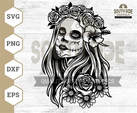 Sugar Skull Girl Svg File Skull Girl Svg Sugar Skull Svg Etsy