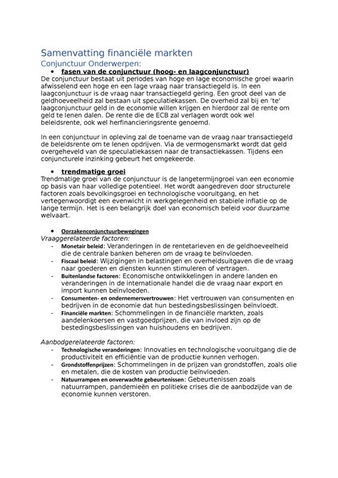 Samenvatting financiële markten Samenvatting financiële markten