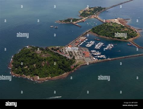 Aerial View Above Isla Flamenca And Perico Island Marina Panama City