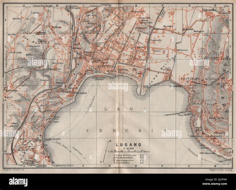 La Ciudad De Lugano Stadtplan Suiza Suisse Schweiz Carte Karte