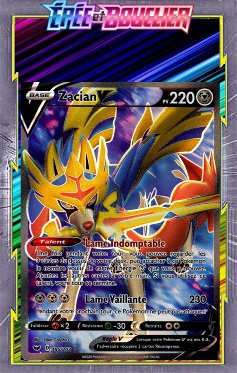 Zacian V 195 202 épée et bouclier carte Pokémon EB01