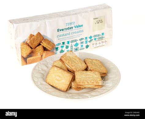 Tesco Everyday Value Custard Cream Biscuits Stock Photo, Royalty Free ...