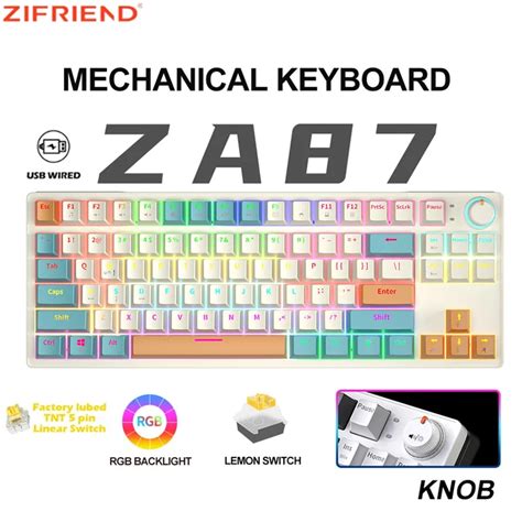 Zifriend Teclado Mec Nico Con Cable Za Teclas Pbt Rgb Hot Swap Interruptor Amarillo