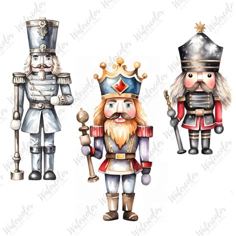 Watercolor Nutcracker Clipart Png Bundle Christmas Card Clipart Cute