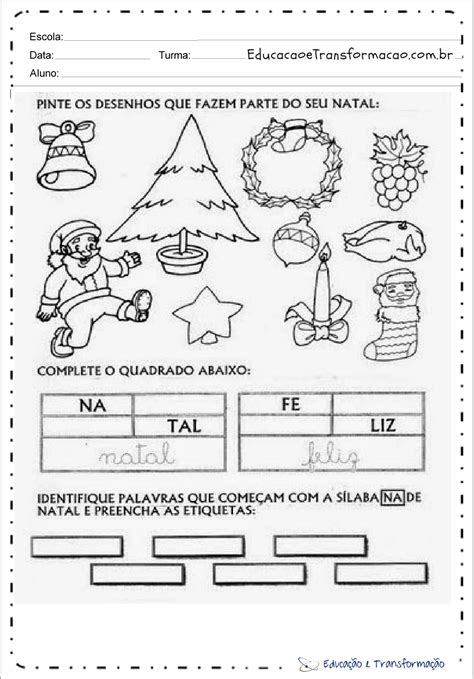 Pinte Os Desenhos Atividades De Natal Ano Educa O E Transforma O