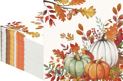 Amazon AnyDesign 80 Pack Fall Pumpkin Paper Napkins Watercolor