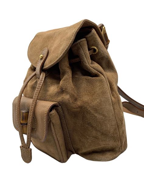 Gucci Bamboo Handle Suede And Leather Backpack Catawiki