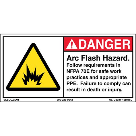 Danger - Arc Flash Hazard Safety Label (2"x4")