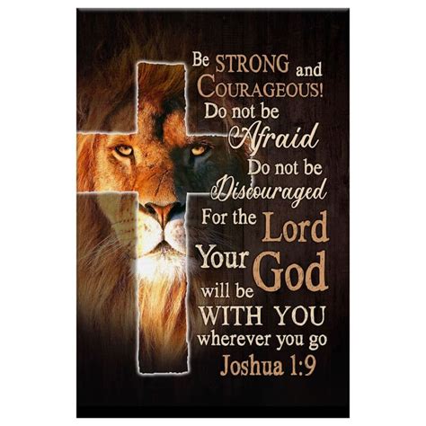 Lion of Judah, Joshua 1:9 Be strong and courage wall art canvas print | Bible verse canvas ...