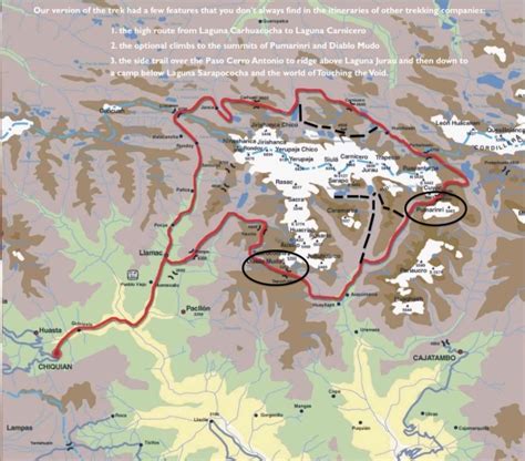 Cordillera Huayhuash Circuit Map