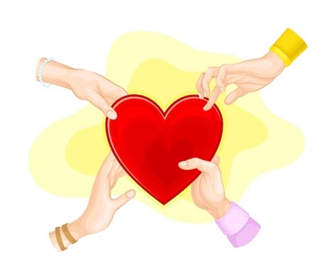 Premium Vector Human Hands Holding And Touching Red Heart As Love And Affection Sign Vector