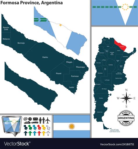 Map of formosa province argentina Royalty Free Vector Image