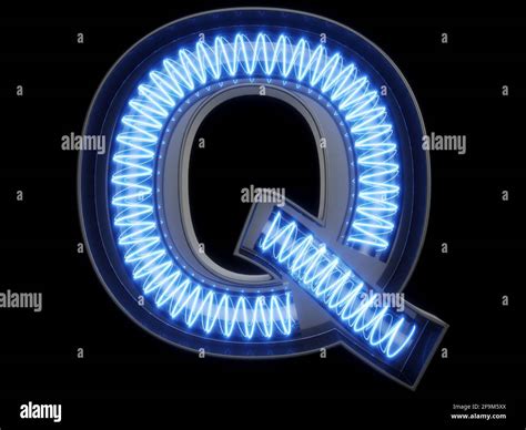 Light Bulb Glowing Letter Alphabet Character Q Font Front View