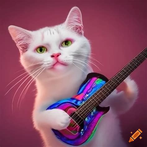 Cat Playing A Psychedelic Guitar On Craiyon