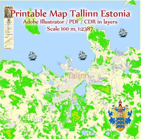 City Map Tallinn Vector Urban Plan Adobe Illustrator Editable Street