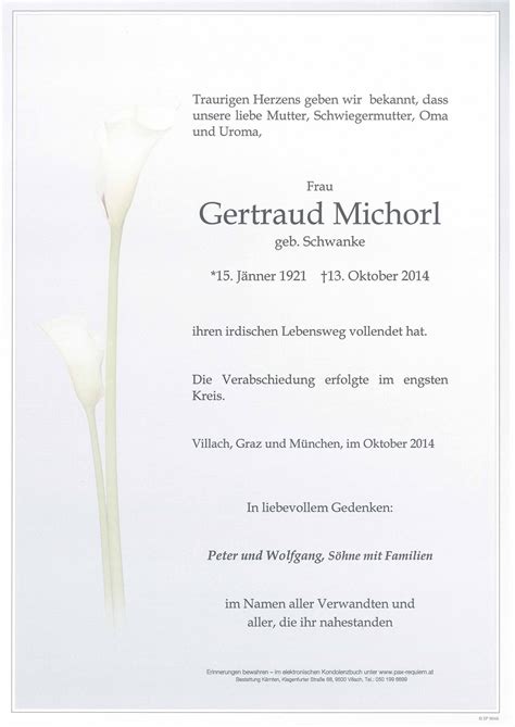 Parte F R Gertraud Michorl Pax Requiem