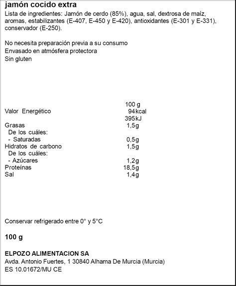 Jamón cocido bajo en grasa reducido en sal Bienstar ElPozo 115g Ahorramas