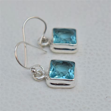 Natural Blue Topaz Earrings Handmade Earrings 925 Sterling Etsy