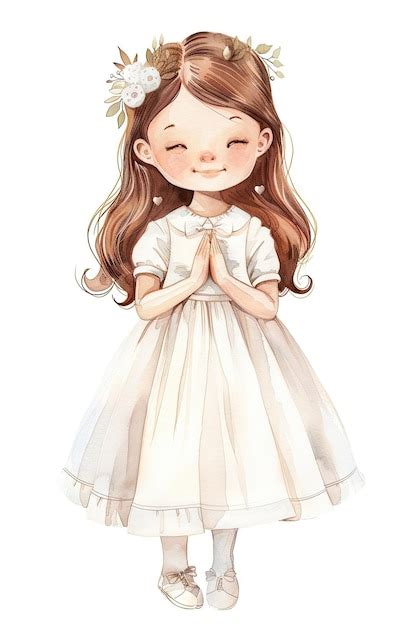 Belle Premi Re Communion Petite Fille En Robe Blanche Bapt Me