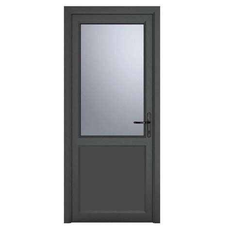 UPVC Grey 7016 External White Internal Obscure Single Door Half Glass