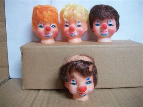 Vintage Plastic Vinyl Brunette Doll Head On A Stick Lot A By
