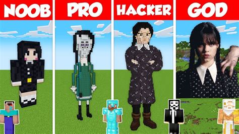 Wednesday Addams Statue Build Challenge Minecraft Battle Noob Vs Pro