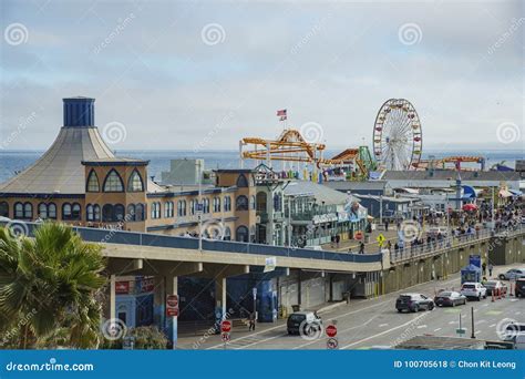 The Pier and Car Parking of Santa Monica Beach Editorial Stock Photo ...