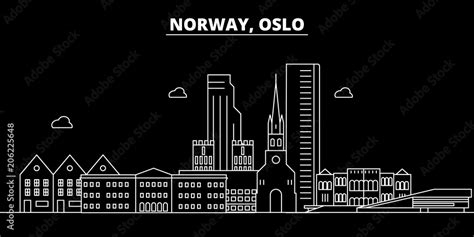 Oslo Silhouette Skyline Norway Oslo Vector City Norwegian Linear